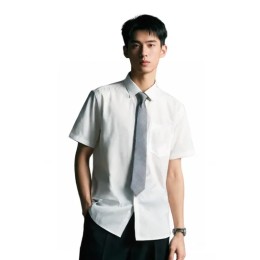 【Shop Middle School Short-sleeved Shirt Uniform Online】|Wu Xiangchuan Memorial Middle School|Pure white classic design|Standard lapel style|Daikeliang fabric|Embroidered school badge on chest pocket|School uniform supplier SSU-020 【Shop Middle School Short-sleeved Shirt Uniform Online】|Wu Xiangchuan Memorial Middle School|Pure white classic design|Standard lapel style|Daikeliang fabric|Embroidered school badge on chest pocket|School uniform supplier SSU-020